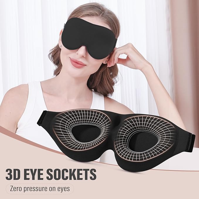YIVIEW Sleep Mask for Side Sleeper, Complete Light Blocking 3D Sleeping Eye Mask, Soft Breathable Eye Cover for Women Men, Relaxing Zero Pressure Night Blindfold-Velvo Beauty