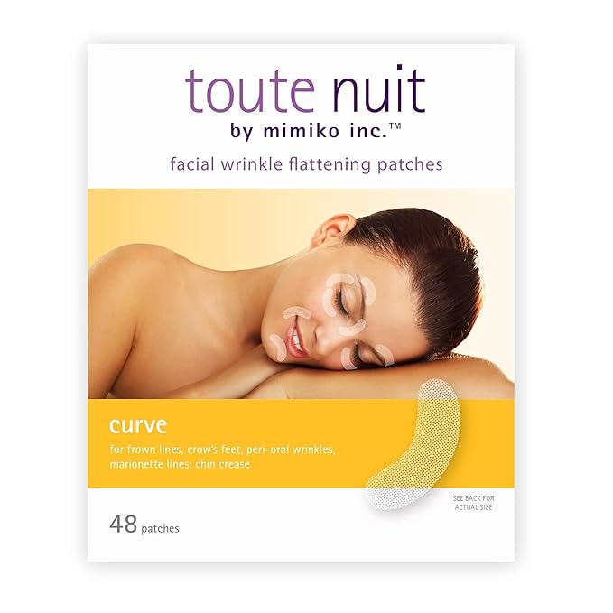 Toute Nuit Wrinkle Patches – Curve – Face Tape for Forehead, Eyes & Lips – Hypoallergenic Anti Wrinkle Patches – 48 Count, Made in USA-Velvo Beauty