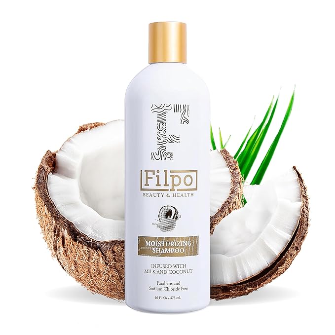 FILPO Coconut Milk Moisturizing Shampoo - Sulfate Free with Coconut Oil and Argan Oil, Clarifying for Natural and Curly Hair Care-Velvo Beauty