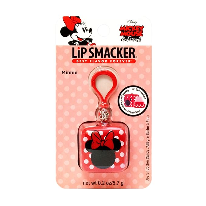 Lip Smacker Disney Minnie Mouse Cube Flavored Lip Balm, Minnie Joyful Cotton Candy, Clear, For Kids-Velvo Beauty