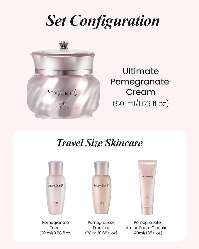 Sooryehan Ultimate Pomegranate (Cream Set, 4.4fl oz) - Skin Elasticity, Blemish and Skin Tone Improvement, Collagen, Elastin & Vitamin C-Velvo Beauty