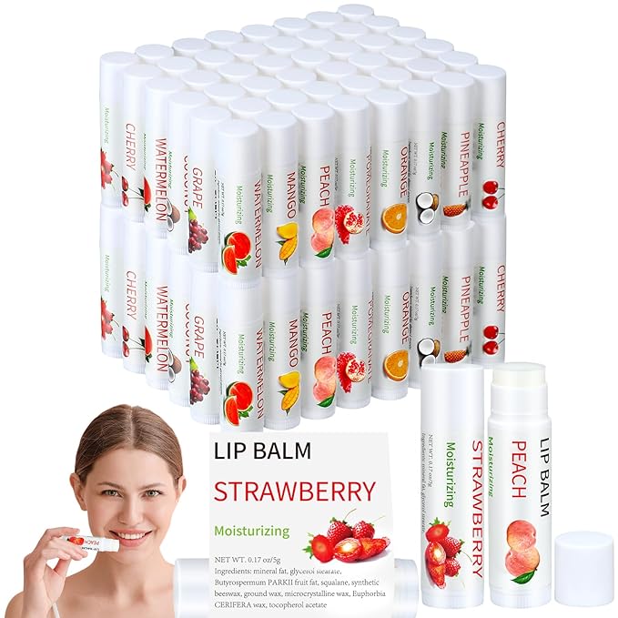 Dunzy 100 Pack Hello Fall Thanksgiving Party Gifts Bulk Lip Balms Favors Employee Appreciation Gifts Thank You Gifts Team Inspirational Gifts for Women Men Coworkers Satff Teachers(Fruit)-Velvo Beauty