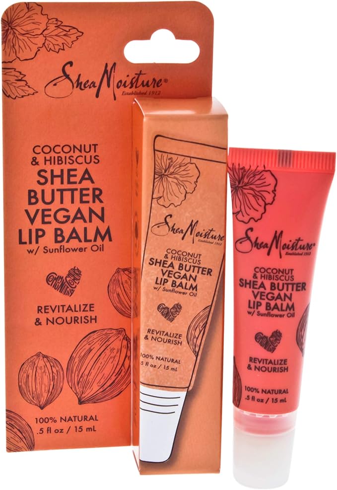Shea Moisture Coconut & Hibiscus Butter Lip Balm Care for Unisex, 0.5 Ounce-Velvo Beauty