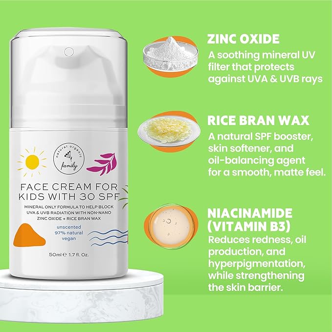 Kid Face Sunscreen Moisturizer with SPF – SPF 30 Mineral Face Sunscreen – Lightweight, Non-Greasy, Reef-Safe with Zinc Oxide & Niacinamide – Broad-Spectrum UV Protection – Daily Moisturizer for Kids-Velvo Beauty