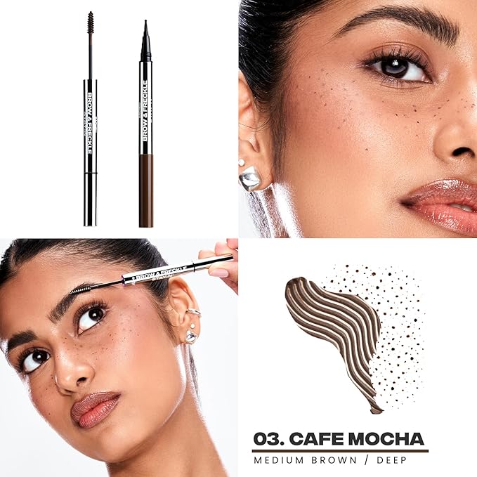 Sacheu Brow & Freckle STAY-N Tinted Eyebrow Gel & Faux Freckle Pen — 2-in-1 Longwear Water Resistant Brows Tint, Cruelty-Free & Vegan, Cafe Mocha-Velvo Beauty