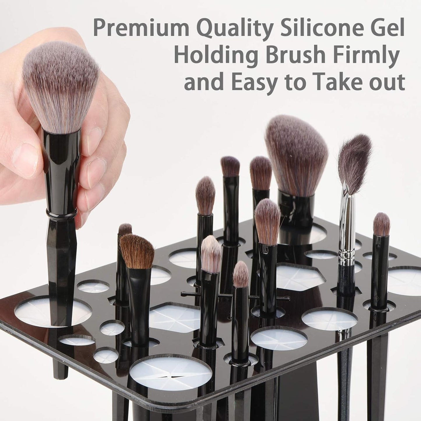 Acrylic Makeup Brushes Drying Rack, Brushes Dryer, Collapsible Holder Stand Tree Tray Support Display for Makeup Artist Nail Brushes Paintbrushes Makeup Lovers, 28 Slot, Black, Unisex-Velvo Beauty