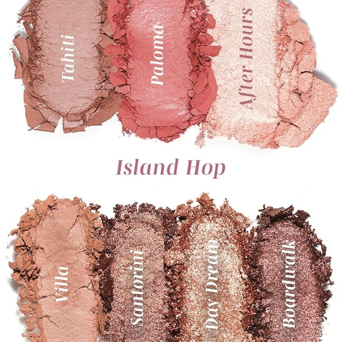 Wander Beauty Getaway Eye & Face Palette - Island Hop (Medium/Dark) - Full Face Makeup Palette Enriched With Vitamin E - For Day & Night Looks - 4 Shadows, Highlighter, Blush, and Bronzer - 0.34 fl oz-Velvo Beauty