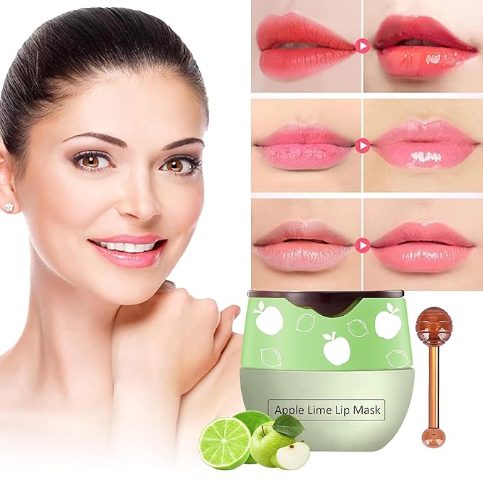 Bee Lip Balm Honey Pot, Strawberry & Honey Moisturizing Propolis Lip Mask, Hydrating & Prevention Dry and Cracked Lip Scrubs Exfoliator, Reduces Lip Lines (Green Yellow Pink)-Velvo Beauty