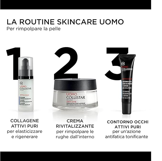 Collistar Uomo Attivi Puri Contorno Occhi Acido Ialuronico + Caffeina Anti-età Liftante, Eye Contour Hyaluronic Acid 15 ml, 0.5 Fl Oz Made in Italy [italian import]-Velvo Beauty