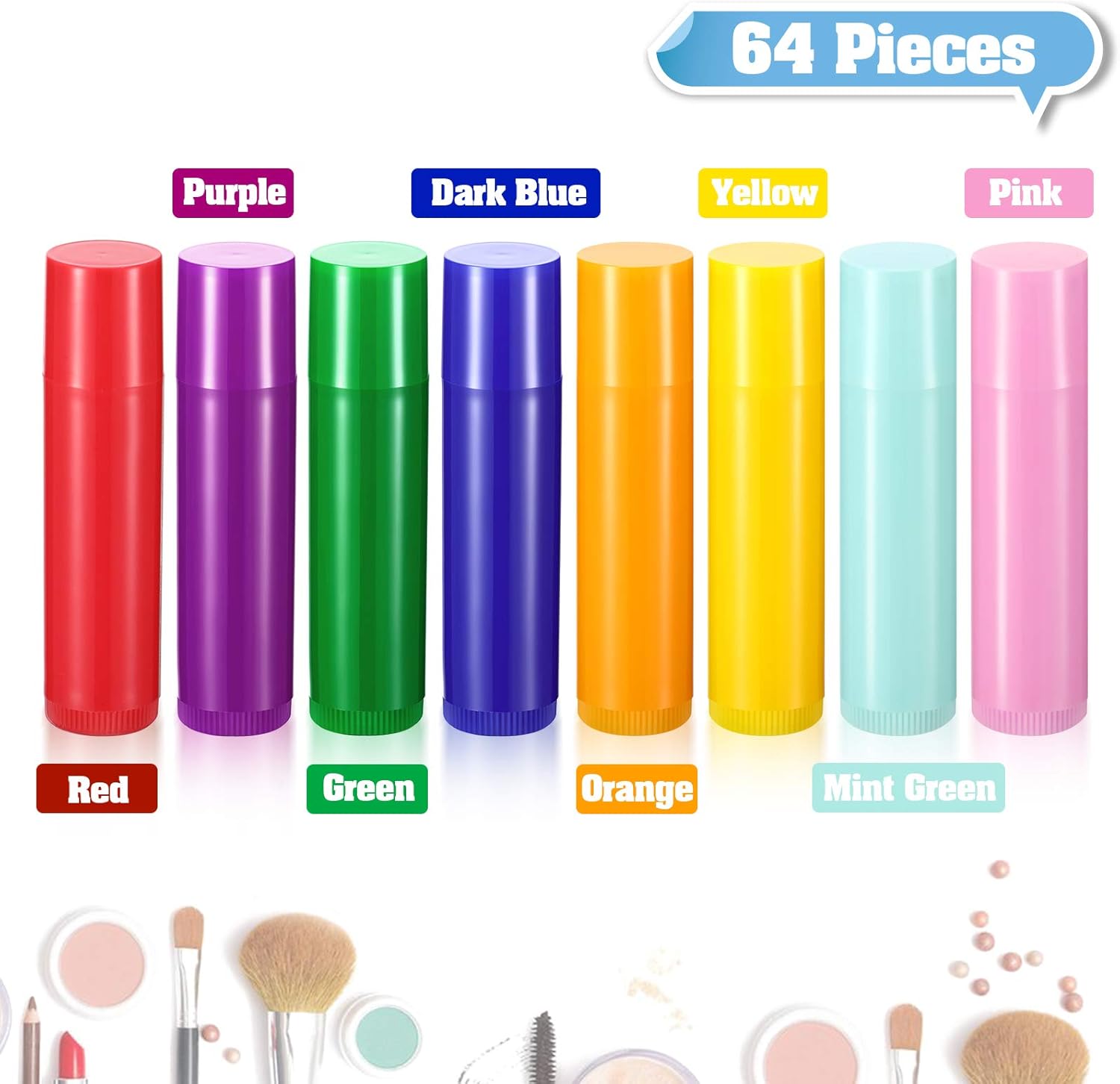 64 Pieces Lip Balm Tubes 5 ml Empty Lip Gloss Balm Containers Refillable Rotatable Plastic Lipstick Tubes DIY Lip Gloss Balm Tube Holder for DIY Cosmetic, 8 Colors-Velvo Beauty