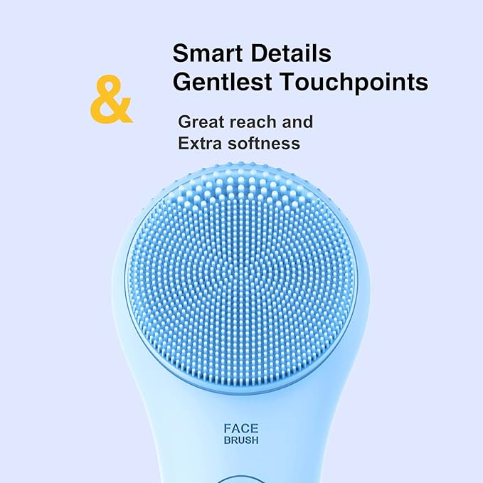 NågraCoola Electric Facial Cleansing Brush - Waterproof and Rechargeable, Exfoliates, Cleanses and Massages Skin - Light Blue-Velvo Beauty