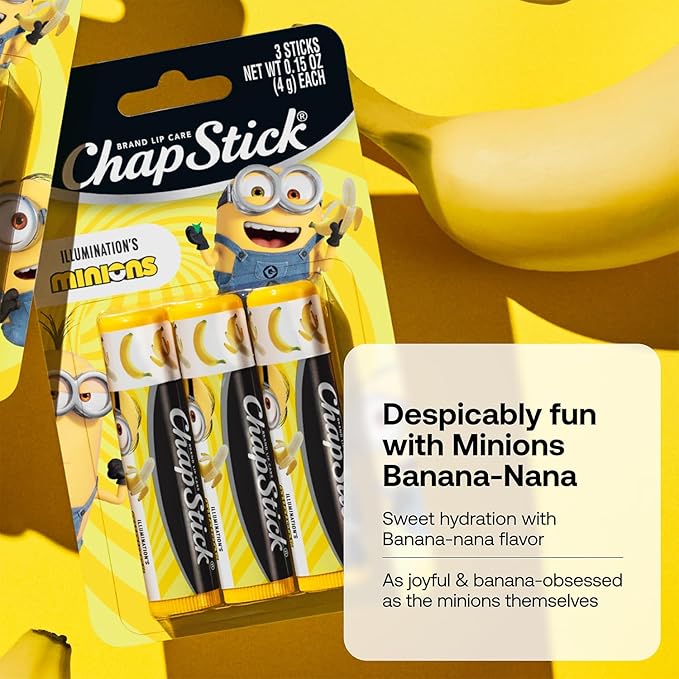 ChapStick Bulk Lip Balm, Minions Banana-Nana (36 Sticks), Party Favors for Kids, 0.15 Oz Ea-Velvo Beauty
