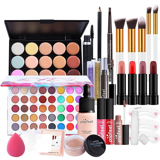 Multi-purpose Makeup Kit All-in-One Makeup Gift Set Colours Mix Eyeshadow Concealer Lip Gloss Pressed Powder and Powder Blusher Cosmetic Makeup Palette Set Kit #092-Velvo Beauty