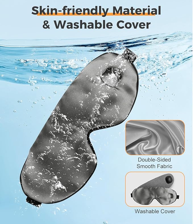 Heated Eye Mask for Dry Eyes, Cordless Warm Eye Compress, Styes, Blepharitis, 1000mAh, 3 Heat Levels, Electric, Light-Blocking, Washable Cover, Travel (Gray)-Velvo Beauty