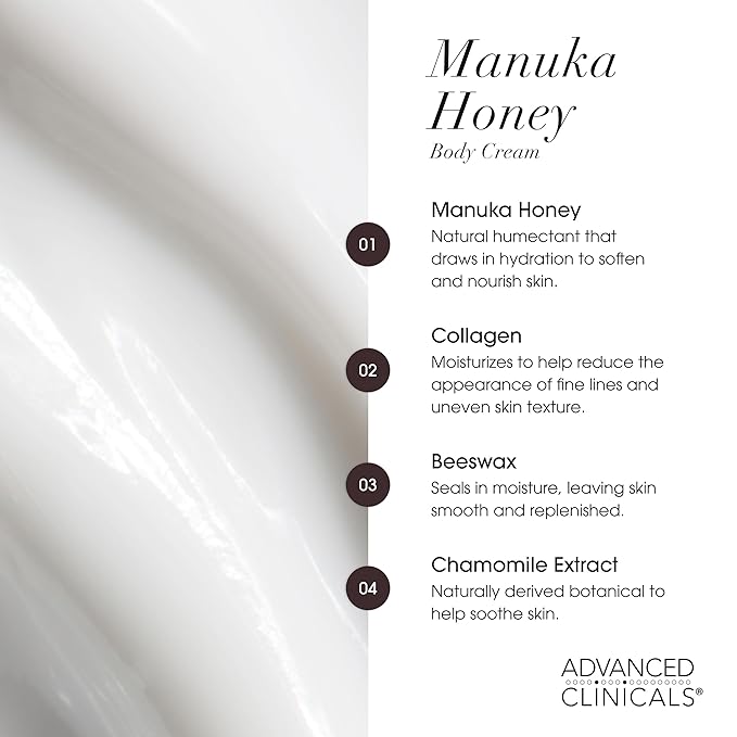 Advanced Clinicals Unscented Retinol Body Lotion & Face Moisturizer + Manuka Honey Body Cream For Women & Men | 2PC Skincare Set Helps Reduce Appearance Of Crepey Skin + Extremely Dry Skin, 2pc Set-Velvo Beauty
