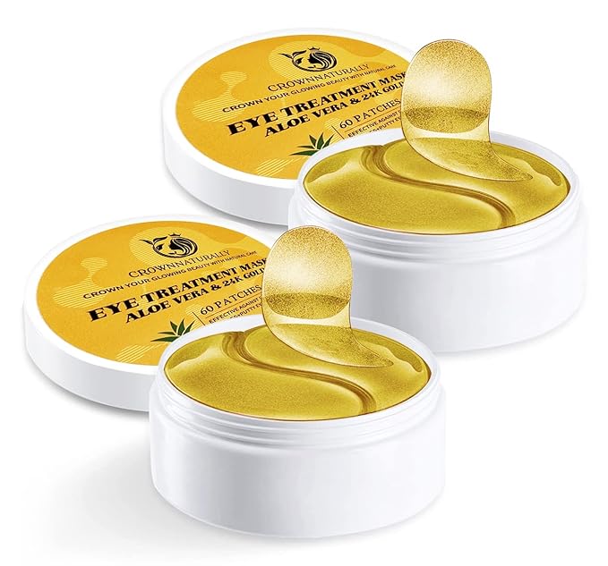 120PCS Under Eye Patches 24K Gold Eye Mask with Aloe Vera Natural Ingredients, Moisturizing Skin Care with Hyaluronic Acid and Collagen for Anti-Wrinkle, for Dark Circles and Puffiness-Velvo Beauty