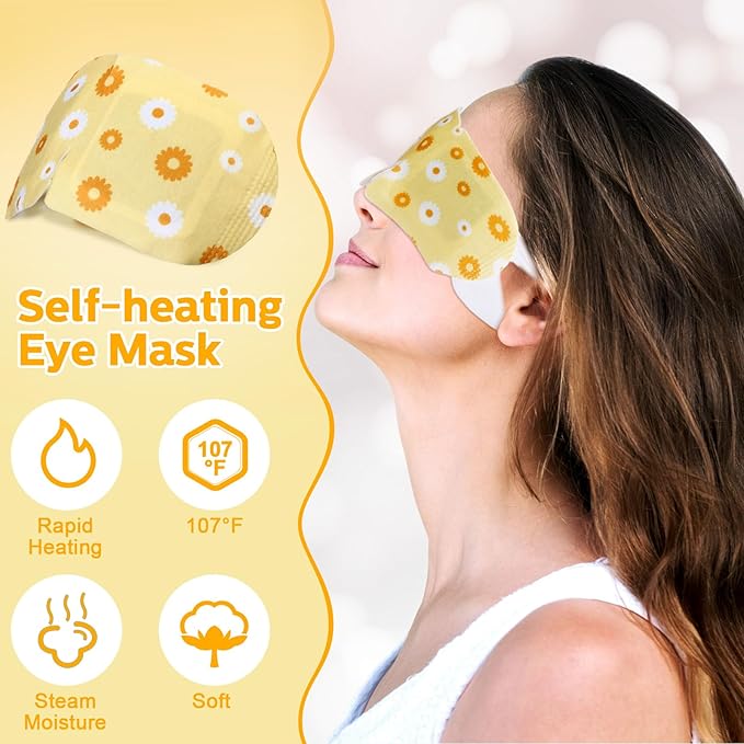 50 Packs Steam Eye Mask for Dry Eyes Spa Warm Sleep Eye Mask Self Heating Disposable Eye Masks for Home Office Travel Eyestrain Relieve (Chamomile Scent)-Velvo Beauty