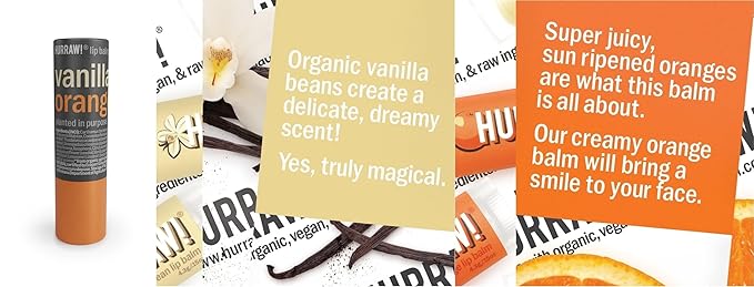 Hurraw! Vanilla & Orange Lip Balm, 3 Pack: Plastic-Free with new cardboard push-up tube. Certified Organic, All Natural Origin, Vegan & Cruelty Free. Gluten, Bee, Shea, Soy & Palm Free. Made in USA-Velvo Beauty