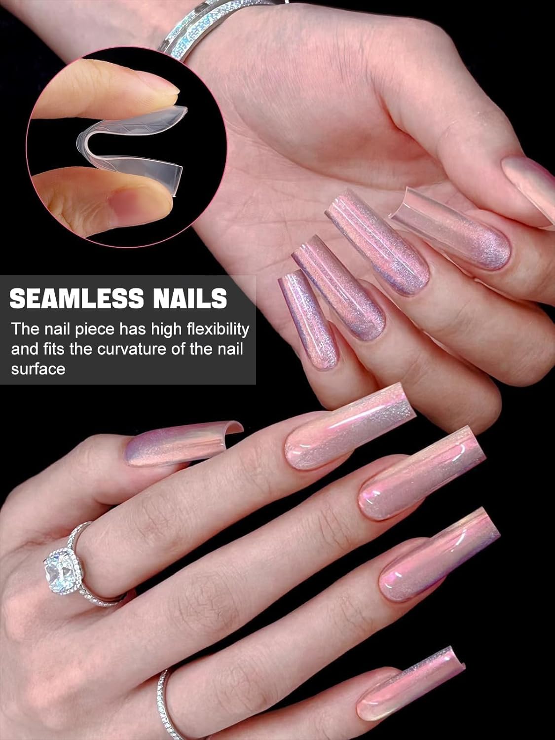 EBANKU 120Pcs Matte Dual Nail Forms, Clear Poly Gel Nail Molds Square Full Cover Coffin Nail Tips Extension Forms 12 Sizes for Gel Manicure Nail Art Design Salon&DIY-Velvo Beauty