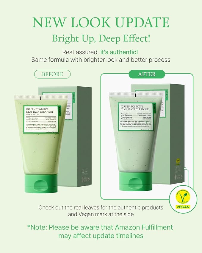 FULLY Green Tomato Pore Detox Clay Mask Cleanser, Pore Minimizing, Blackhead Care, Sebum Control, Exfoliation, Vegan, Face Wash, Sensitive Skin, Korean Skincare 4.05 fl.oz-Velvo Beauty