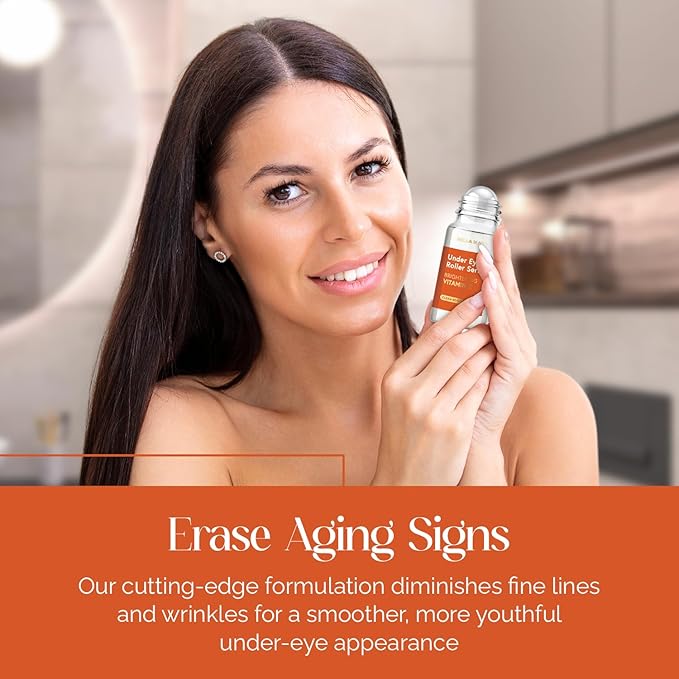 Eye Roller Serum with Vitamin C & Niacinamide - Eye Serum for Puffiness & Fine Lines - Anti Aging Korean Skin Care - 1.69 Fl Oz./50ml-Velvo Beauty