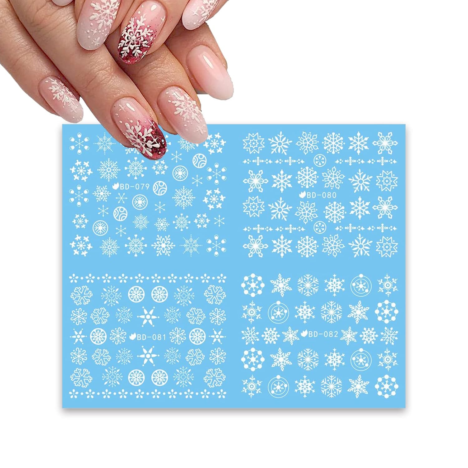 24 Sheets Christmas Nail Stickers Snowflake Nail Art Water Decals Transfer Nail Supplies Snowflake Angel Bell Elk Design Nail Tattoo Stickers for Women Girls Christams Nails Design Art Decoration-Velvo Beauty