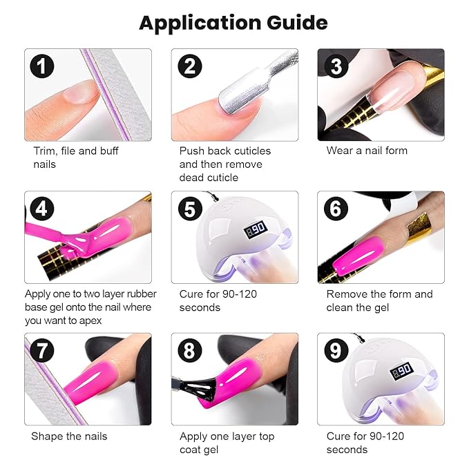 RARJSM Rubber Base Gel for Nails,Neon Gel Nail Polish Set,Neon Orange Green Blue Purple Yellow Rose Red Builder Base Gel in a Bottle ExtensionGel Bright Summer Colors LED UV Cured Home Salon DIY-Velvo Beauty