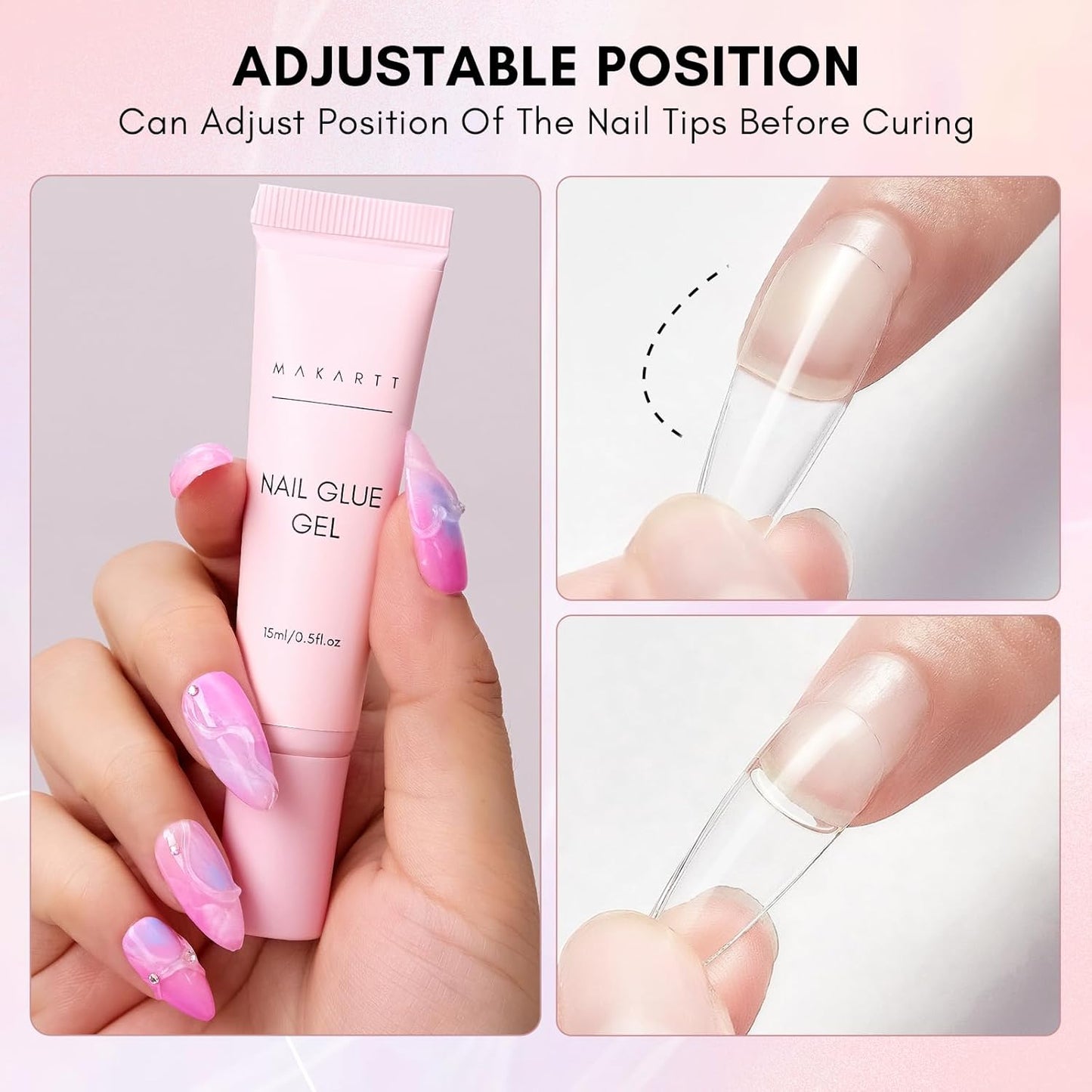 Makartt Gel Nail Glue: Solid Nail Glue for Press On Nails, 15ML 3D Gel UV Lamp Needed, Multifunctional Nails Tools Strong Adhesive Rhinestone Glues Gels for Charms & Gems, Ideal for DIY Home Salon Use-Velvo Beauty