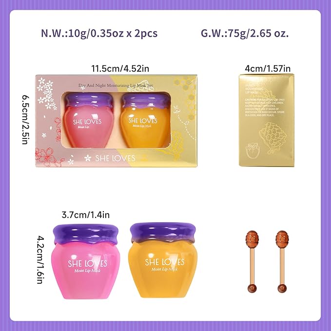Sakura & Honey Lip Mask with Stick, Day & Night Repair Deep Moisture and Fade Lip Lines, Rich in Vitamin E & Cherry Blossom Extract Beeswax Essence Natural Lip Enhancer Care Sleeping Lip Mask-Velvo Beauty