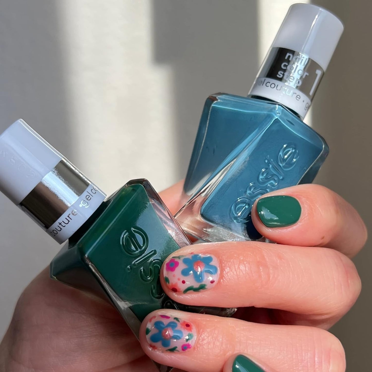 Essie Nail Polish Set, Daisy Jones & The Six Inspired, Longwear Gel-like Nail Polish, Cut Loose, Blue, + Invest In Style, Green + Gel-like Shiny Top Coat-Velvo Beauty