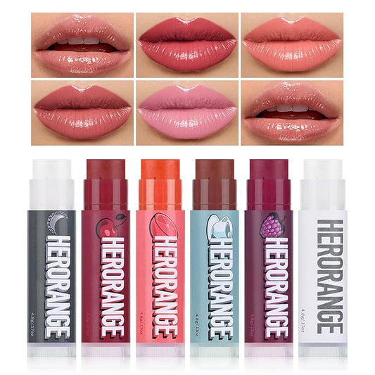 Tinted Lip Balm, Tinted Chapstick 2 in 1 Moisturizing Lip Balm and Buildable Lipstick, Instant Hydration Chapped Lips and Pale Lips, Keep Lips Hydrated Lip Moisturizer, 0.16Oz, Pack of 6-Velvo Beauty