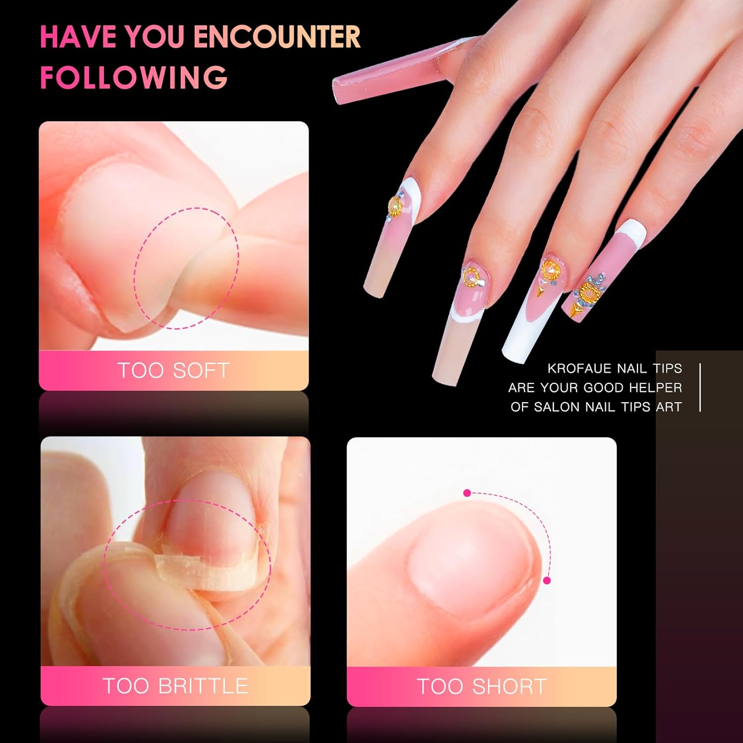 Ranrose Extra Long Nail Tips,240PCS XXXL Square Acrylic Tips Full Cover Clear Straight Tapered-Velvo Beauty