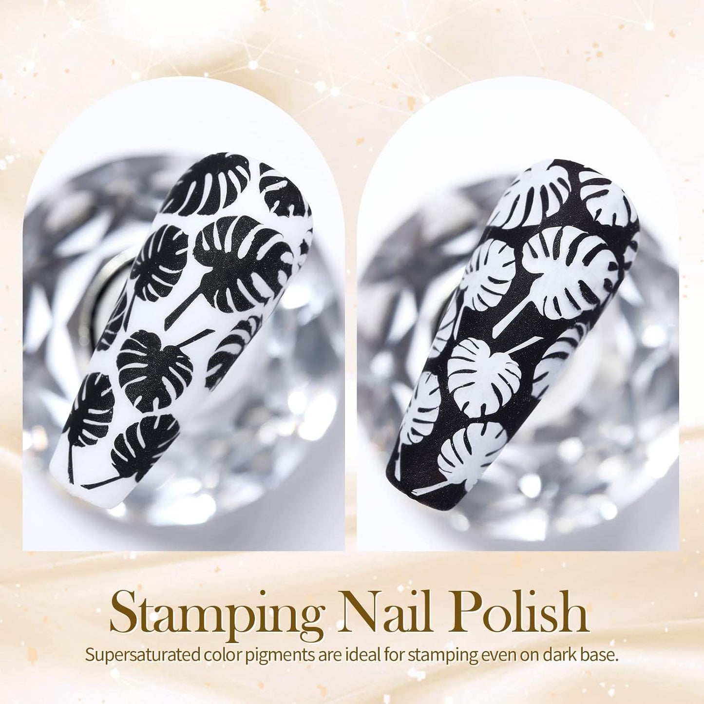 Born Pretty Nail Art Stamping Polish White Black Manicure Image Stamp Polish Set Print Polish Varnish 2 Bottles-Velvo Beauty