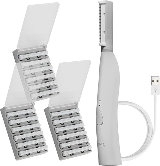 SPA SCIENCES - SIMA Patented Dermaplane Razor for Women Face – Painless 2-in-1 Facial Exfoliation & Peach Fuzz Hair Removal – Anti-Aging – 3 Speeds – Rechargeable – 19 Weeks Treatment-Velvo Beauty