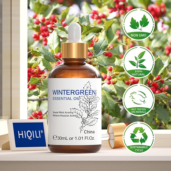 HIQILI 1 Fl Oz Wintergreen Essential Oil, 100% Pure Natural for Skin, Diffuser - 30ml-Velvo Beauty