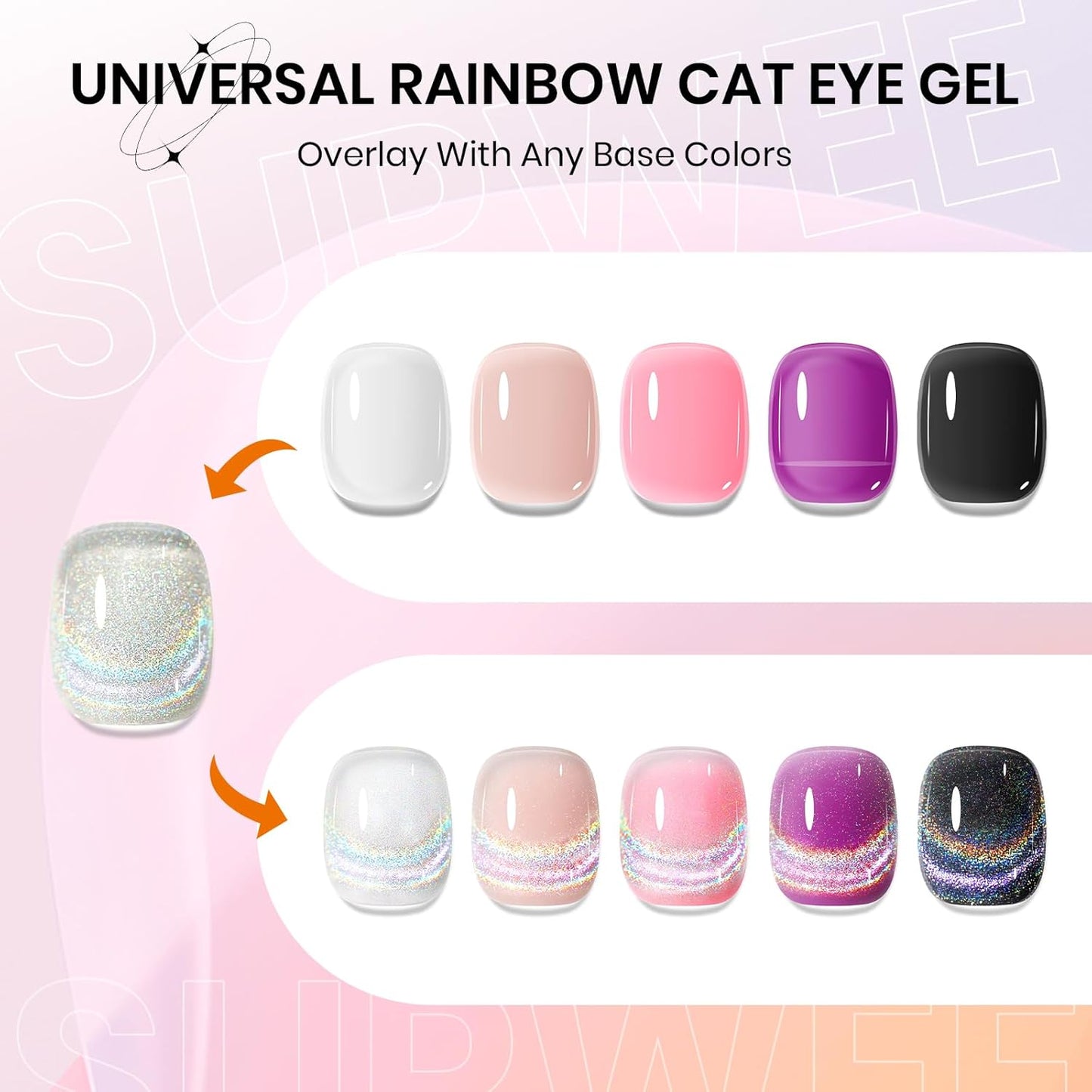 Rainbow Cat Eye Gel Polish - 15ml Holographic 9D Cat Eye with Magnetic Stick for a Glittery Iridescent Galaxy Effect Soak Off UV Lamp Perfect for Nail Art & DIY Manicures at Home-Velvo Beauty