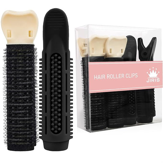 4PCS Volumizing Hair Clips for Root Lift & Volume - Instant Bangs Roller Clips for Effortless Curls & Lift - Velcro Rollers For Hair - Hair Rollers For Women - Black-Velvo Beauty