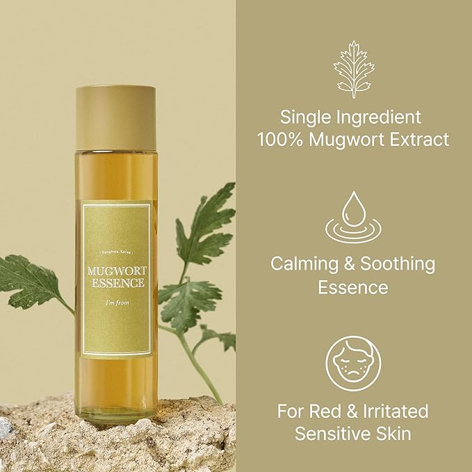 [I'm From] Mugwort Essence 5.4 Fl Oz | 100% Vegan Mugwort Extract - Soothe Sensitive and Irritated Skin, Redness Relief, Refreshing, Korean Hydrating toner | All Skin Types, PETA approved-Velvo Beauty
