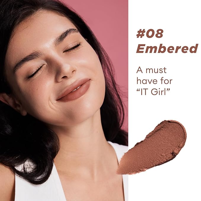 ITY Velvet Matte Finish Lip Stain-Mousse Textured Lip Clay, Red Shade, Conceals Lip Lines, Rich Pigment Lip Tint Lipsticks, 0.14 oz (4g) in Ginger, Embered.-Velvo Beauty