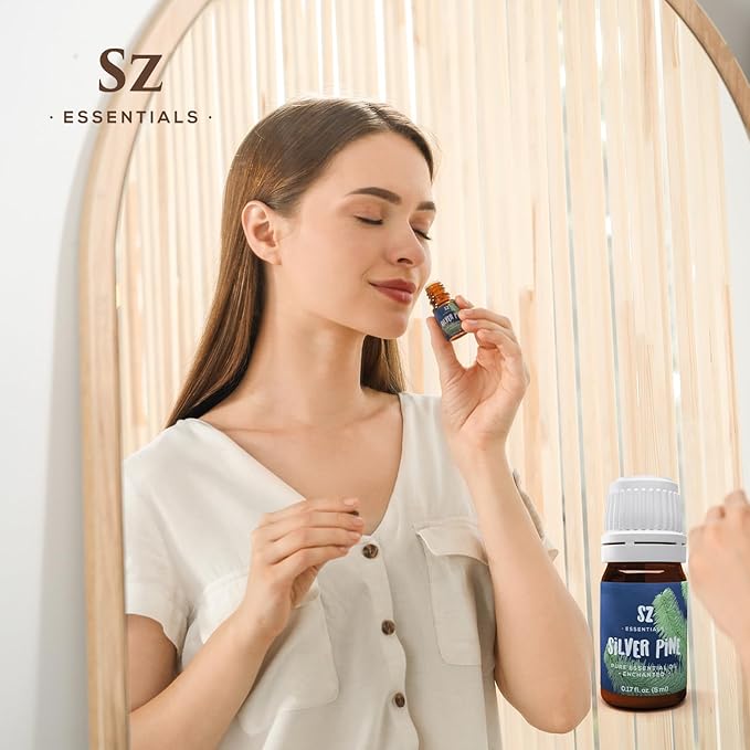 Silver Pine Essential Oil - 100% Pure & Undiluted- Extracted from Pinus Sylvestris - Clean & Fresh Scent with Woody Overtones - Therapeutic Grade & Vegan - 0.17oz (5ml)-Velvo Beauty