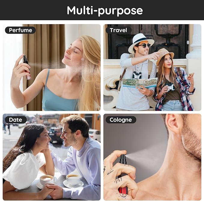 Segbeauty Travel Perfume Bottle Refillable, 2pcs 10ML Mini Glass Perfume Bottles Empty, Portable Cologne Spray Bottle Small Toiletries Cosmetic Supplies Sample Container Atomizer Travel Essential-Velvo Beauty