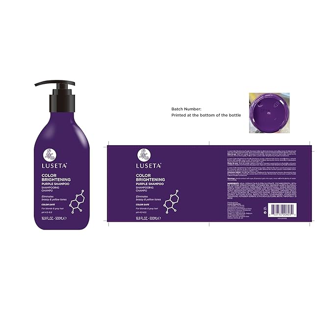 Luseta Purple Shampoo and Conditioner Set for Blonde, Gray - Color Treated Hair - Sulfate Free Paraben Free - Infused with Cocos Nucifera Oil for Curly and Damaged Hair - 2x16.9oz-Velvo Beauty