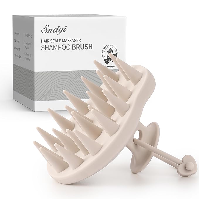 Sndyi Silicone Scalp Massager Hair Growth, Scalp Scrubber with Soft Silicone Bristles, Scalp Exfoliator for Dandruff Removal, Large Size Shampoo Brush, Wet Dry Scalp Brush for Long Thick Curly Hair-Velvo Beauty