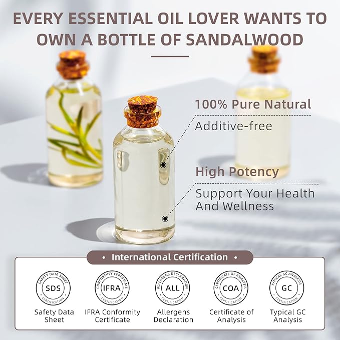 HIQILI Sandalwood Essential Oils, Long-Lasting Scent for Perfume, Diffuser, Soap Making & Candle- 16 Fl Oz-Velvo Beauty