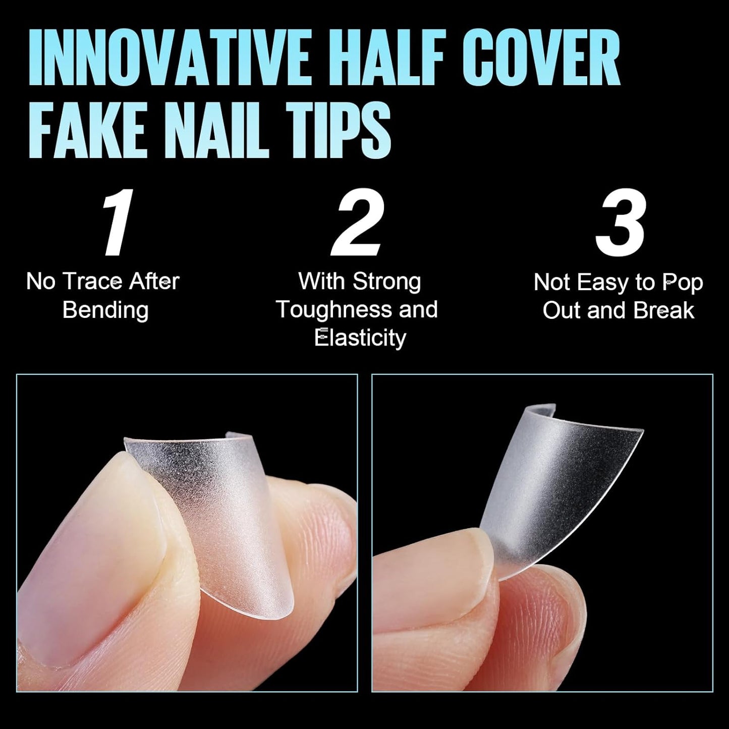 TOMICCA Short Almond Nail Tips, 504Pcs Full Matte Press on Half Cover Acrylic Nails,12 Sizes No C Curve Fake Nail Tips for Nail Extension Art Home DIY Nail Salon-Velvo Beauty