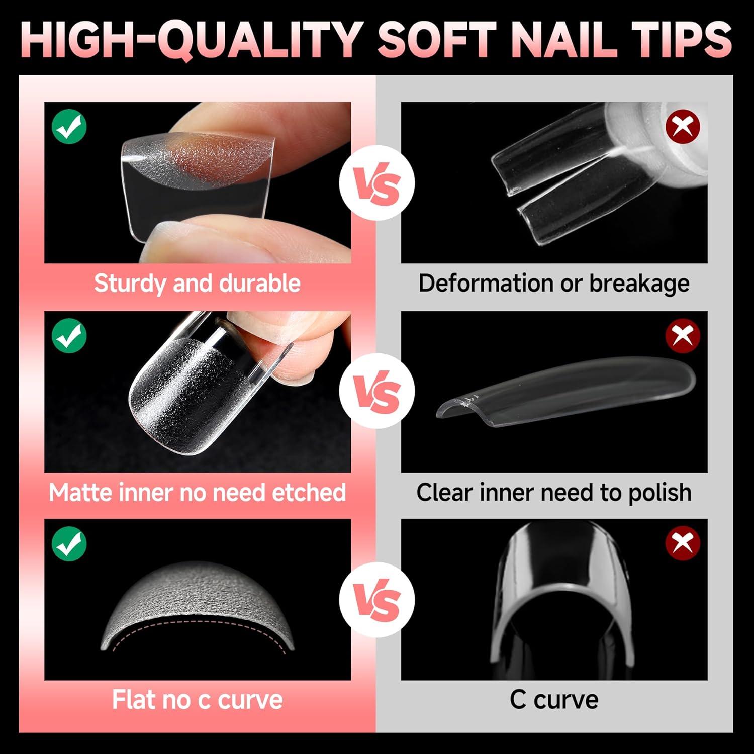 UNA GELLA Short Square Nail Tips, 600PCS Square Gel Nails Tips Pre Etched Full Cover Soft Gel Press on Nails No C Curve For Women Girl DIY French & Chrome Style Salon At Home 12 Sizes-Velvo Beauty