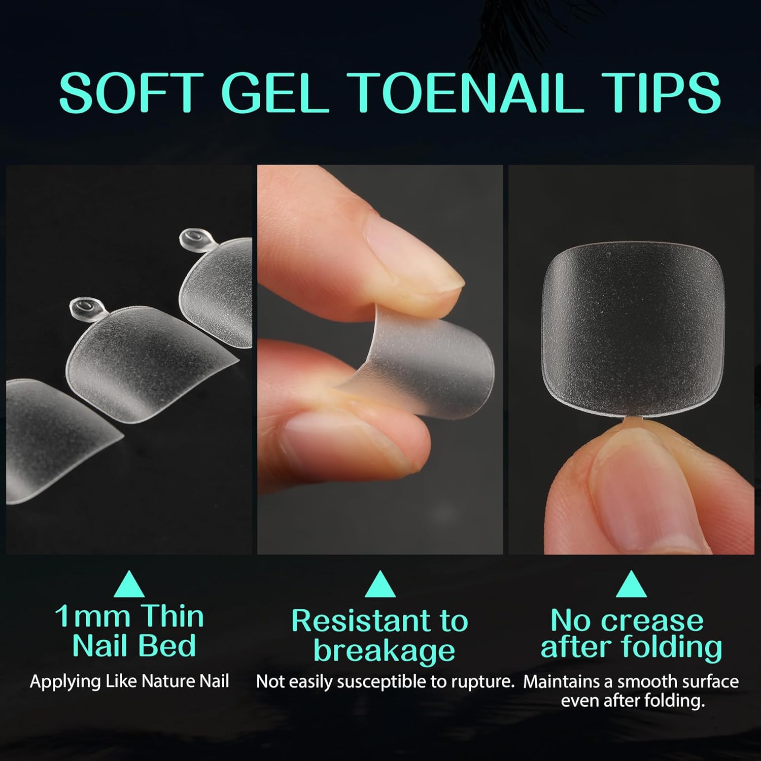 UNA GELLA Toe Nail Tips 216Pcs Short Square False Soft Gel Full Cover Fake Toe Nails Matte Toe Nails 12 Sizes Pre-Shape Fake Toenails Gel Toe Nail Tips for Nail Extension Home DIY Nail Salon-Velvo Beauty