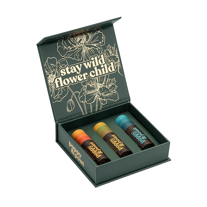 Jumbo Lip Balm Gift Set (3-Pack, Retro Surf) | Poppy & Pout All Natural Lip Balms & Moisturizers | Hydrates with Beeswax, Vitamin E, Organic Coconut Oil | Cruelty-Free | Recyclable Cardboard Tube-Velvo Beauty