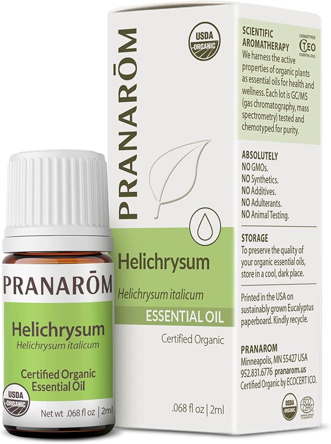 Pranarom USDA Certified Organic Helichrysum Essential Oil (2ml), 100% Pure Natural Therapeutic Grade for Skincare, Lotions, Aromatherapy, Diffusion, and Wellness-Velvo Beauty