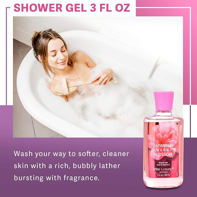 Bath & Body Care Travel Set - Home Spa Set with Body Lotion, Shower Gel and Fragrance Mist (Japanese Cherry Blossom)-Velvo Beauty